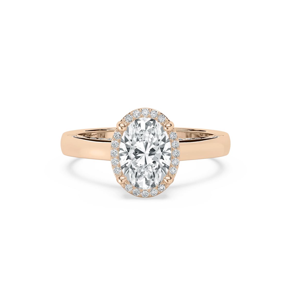 Cora LGD Cathedral Bridge Side Stone Engagement Ring - 14K Rose Gold / 1.0ct