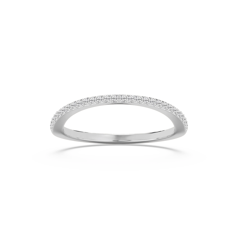 Coral 1/8 ctw Round LGD Petite Curved Band - 14K White Gold