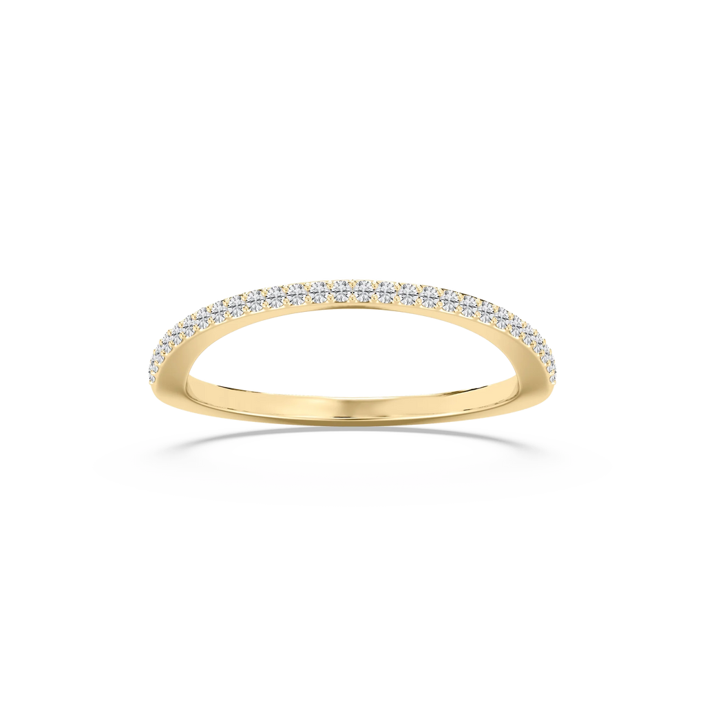 Coral 1/8 ctw Round LGD Petite Curved Band - 14K Yellow Gold