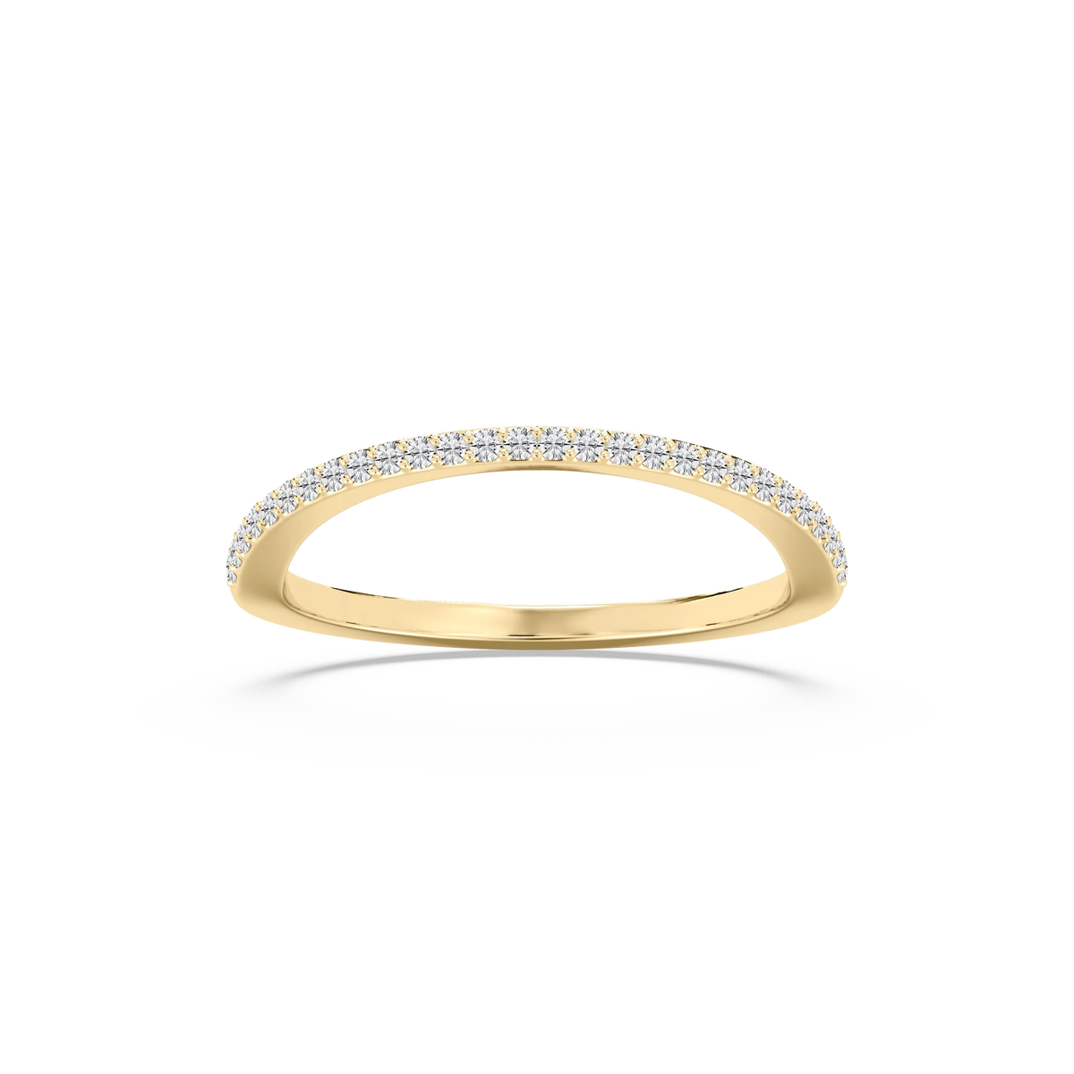 Coral 1/8 ctw Round LGD Petite Curved Band - 14K Yellow Gold