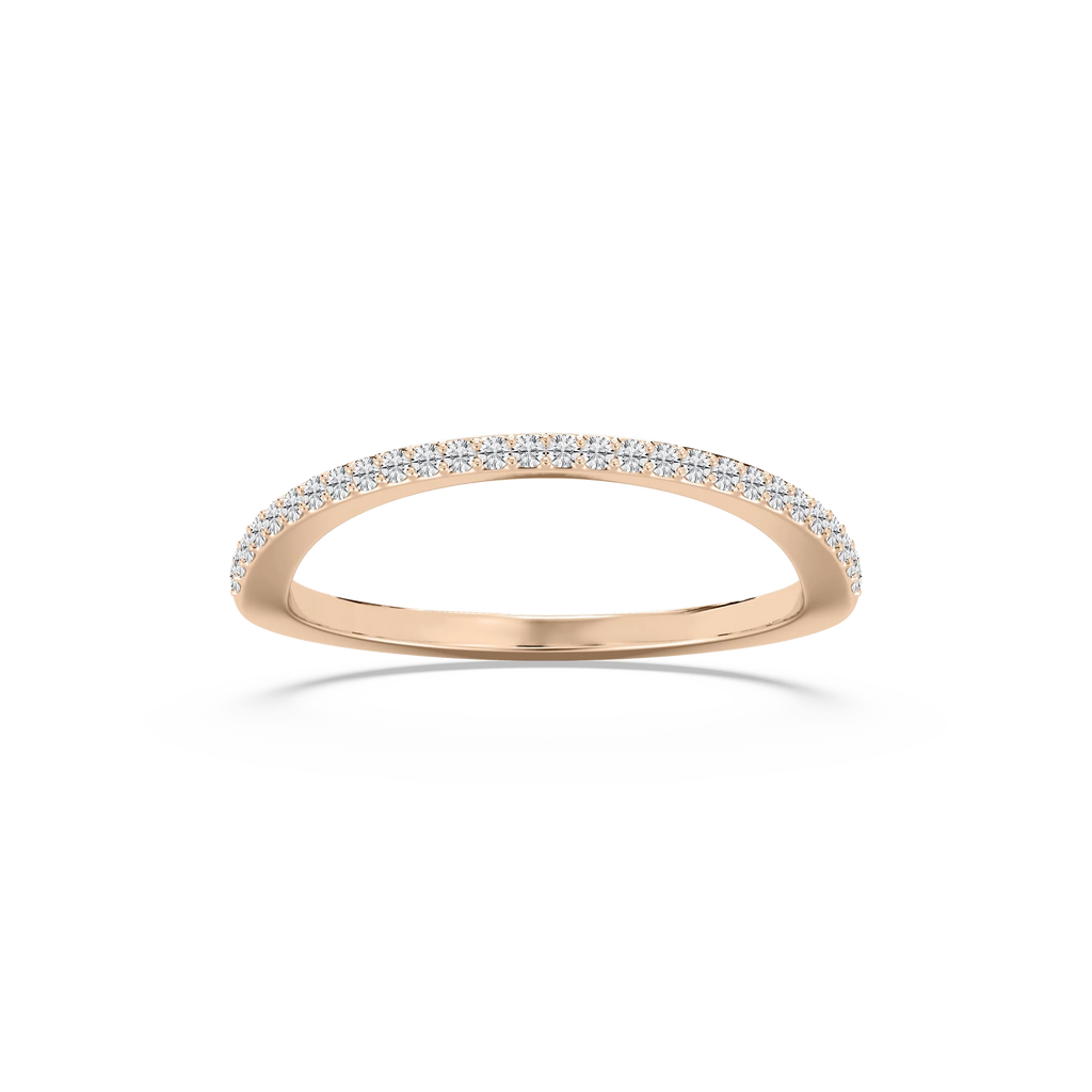 Coral 1/8 ctw Round LGD Petite Curved Band - 14K Rose Gold