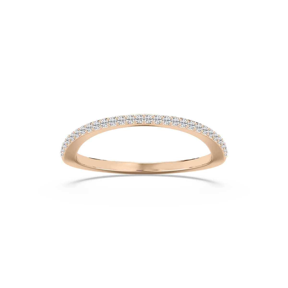 Coral 1/8 ctw Round LGD Petite Curved Band - 14K Rose Gold