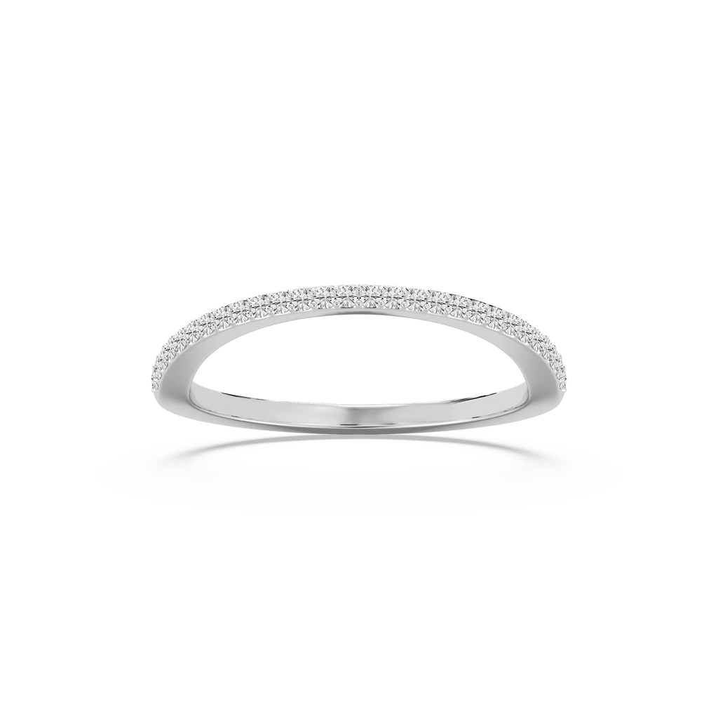 Coral 1/8 ctw Round LGD Petite Curved Band - 18K White Gold
