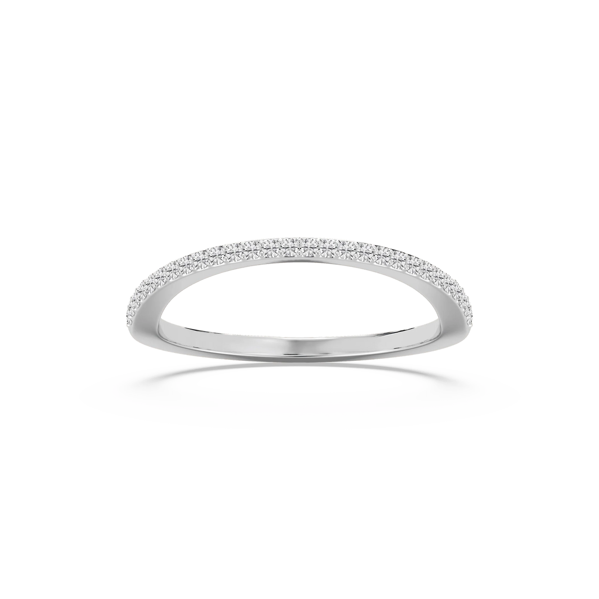 Coral 1/8 ctw Round LGD Petite Curved Band - Platinum