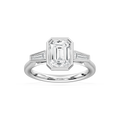 Sydney 2 ½ ctw Emerald LGD Couture Bezel Set Three Stone Engagement Ring - 14K White Gold / F-VS2