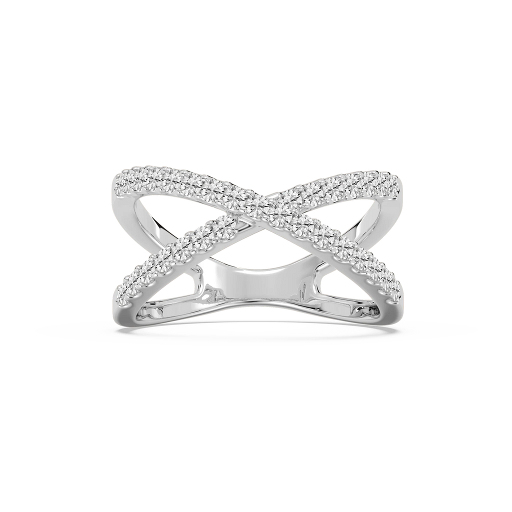 1/2 ctw Round LGD Criss Cross Stackable Band - 14K White Gold