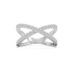 1/2 ctw Round LGD Criss Cross Stackable Band - 14K White Gold