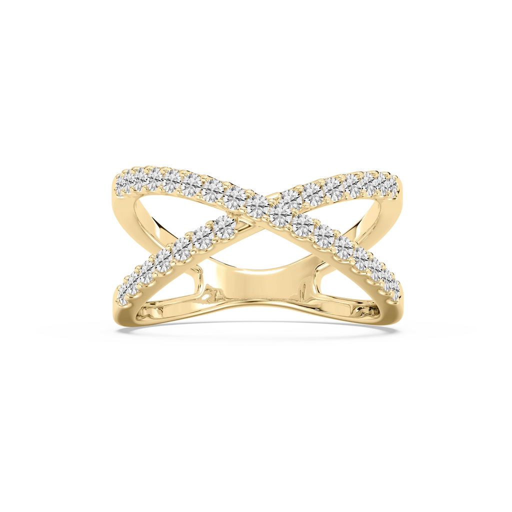 1/2 ctw Round LGD Criss Cross Stackable Band - 14K Yellow Gold