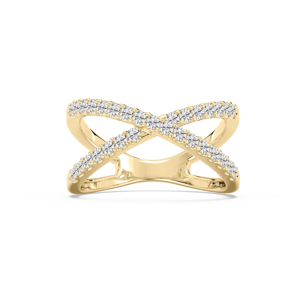 1/2 ctw Round LGD Criss Cross Stackable Band - 14K Yellow Gold