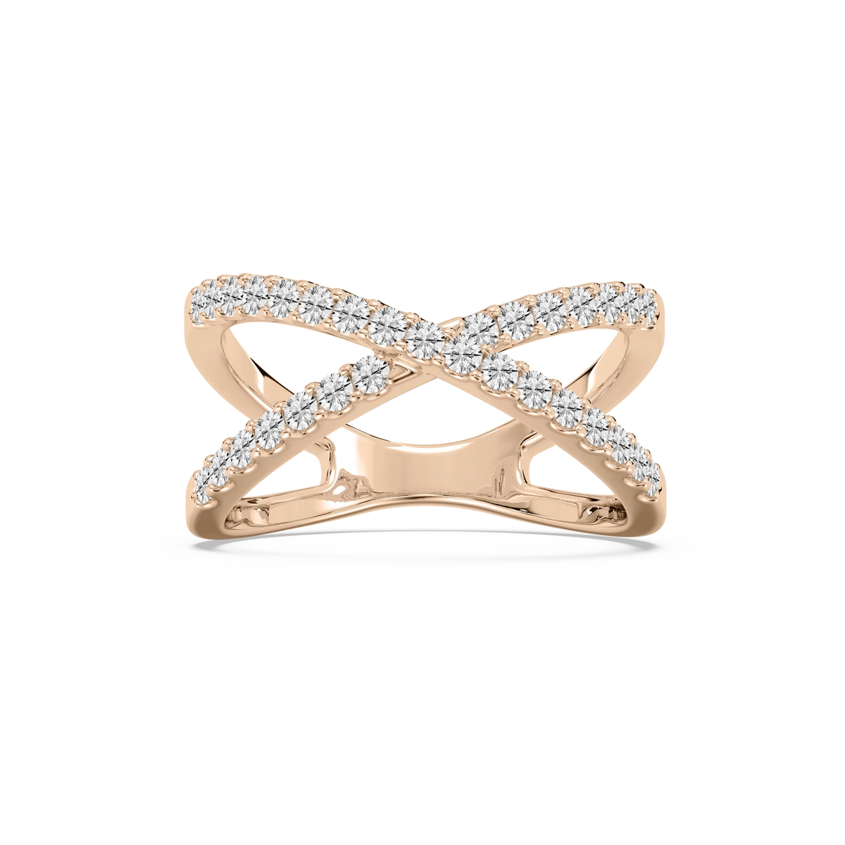 1/2 ctw Round LGD Criss Cross Stackable Band - 14K Rose Gold