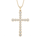 1/4 ctw Round LGD Beaded Bezel Cross Pendant  - 18 Inches