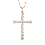 1/4 ctw Round LGD Beaded Bezel Cross Pendant  - 18 Inches