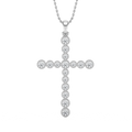 1/4 ctw Round LGD Beaded Bezel Cross Pendant  - 18 Inches