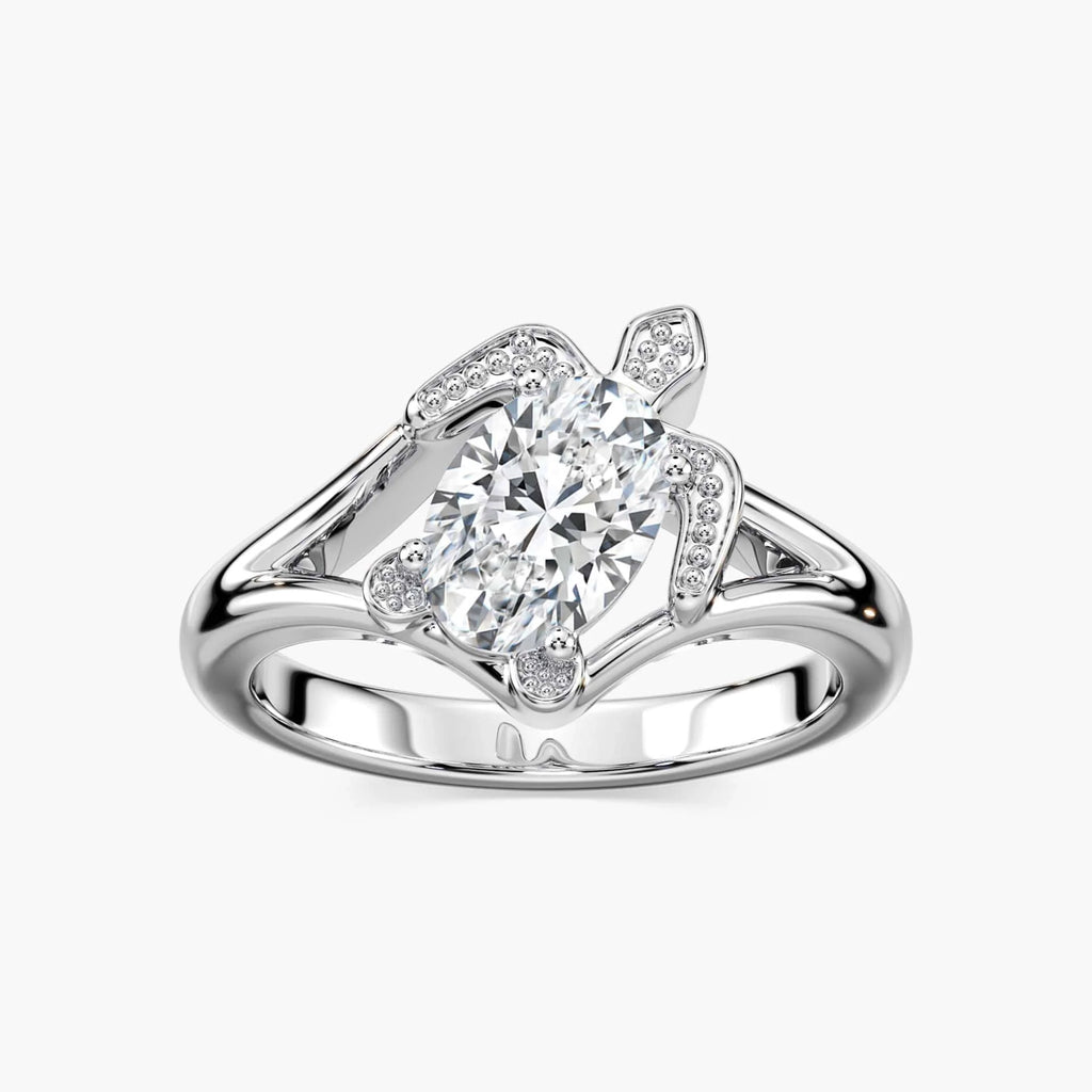 Frannie Oval LGD Crush Turtle Solitaire Engagement Ring - 14K White Gold