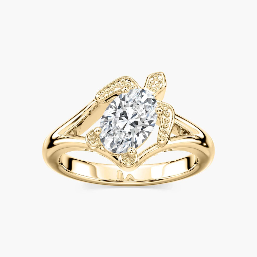 Frannie Oval LGD Crush Turtle Solitaire Engagement Ring - 18K Yellow Gold