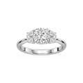 Mara Cushion LGD with Half Moon Sides Trellis Three Stone Engagement Ring - 14K White Gold / 2.0ctw