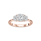 Mara Cushion LGD with Half Moon Sides Trellis Three Stone Engagement Ring - 18K Rose Gold / 3.0ctw