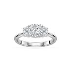 Mara Cushion LGD with Half Moon Sides Trellis Three Stone Engagement Ring - Platinum / 3.0ctw
