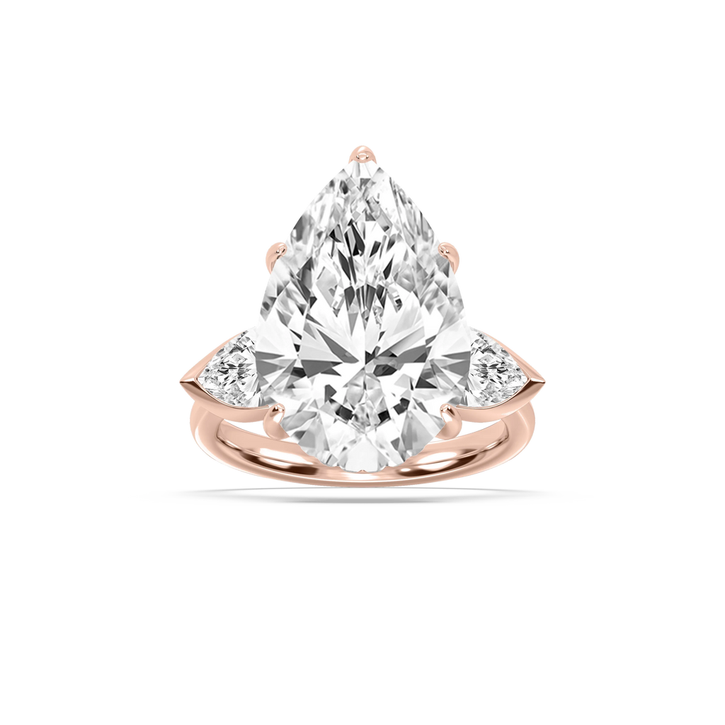 Cynthia 13 ctw Pear LGD Three Stone Engagement Ring - Signature Collection - 14K Rose Gold