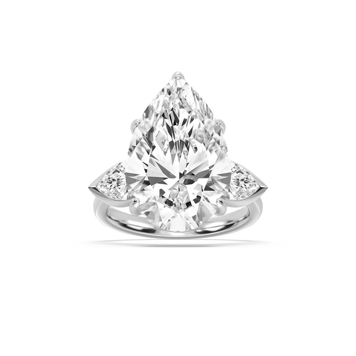 Cynthia 13 ctw Pear LGD Three Stone Engagement Ring - Signature Collection - 18K White Gold
