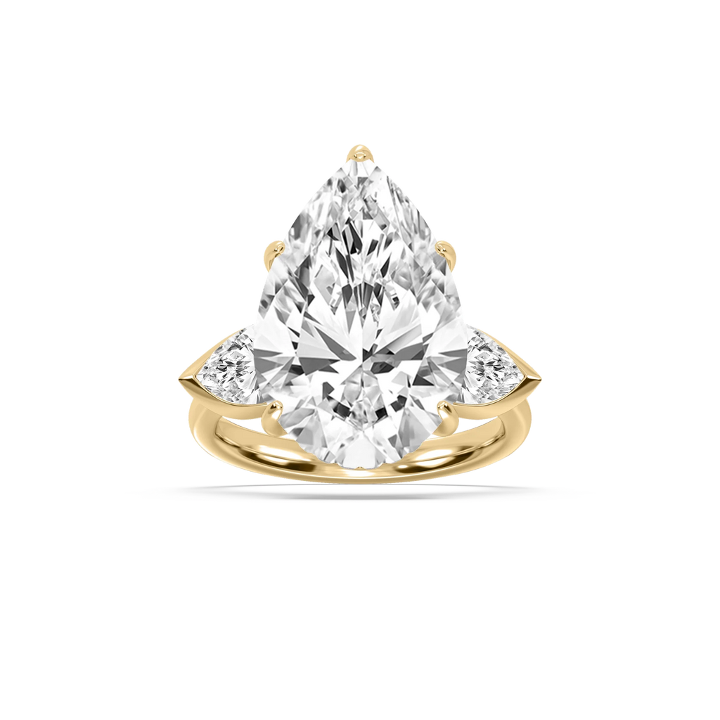 Cynthia 13 ctw Pear LGD Three Stone Engagement Ring - Signature Collection - 18K Yellow Gold