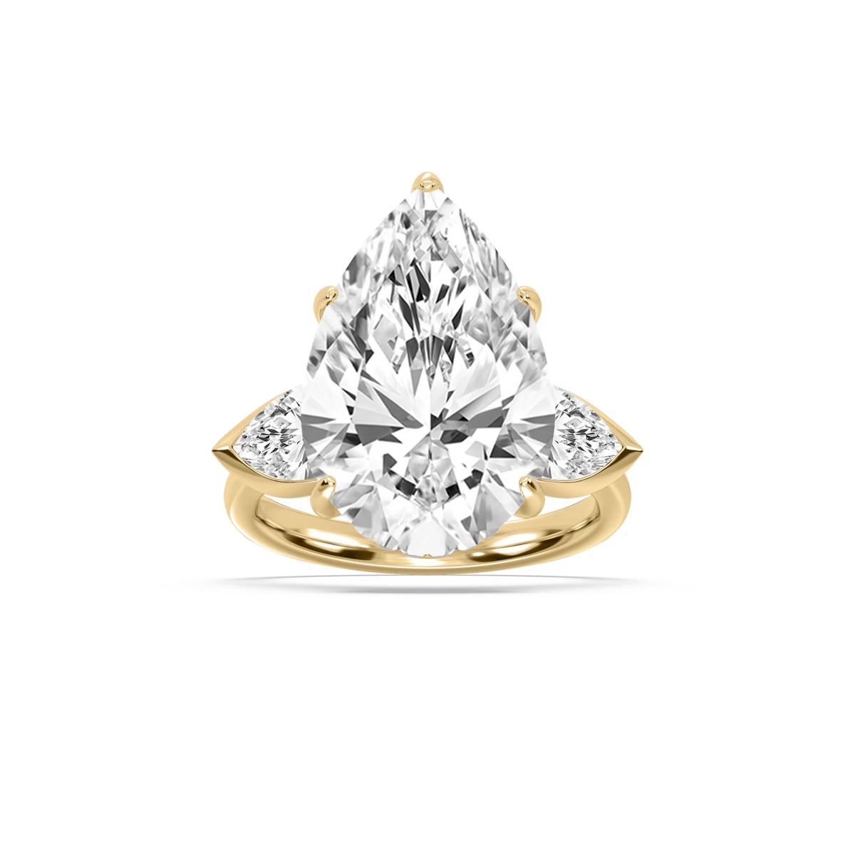 Cynthia 13 ctw Pear LGD Three Stone Engagement Ring - Signature Collection - 18K Yellow Gold