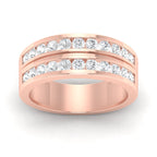 Two -Tone Channel Set 2 Row Diamond Men's Ring - 14K Rose Gold image