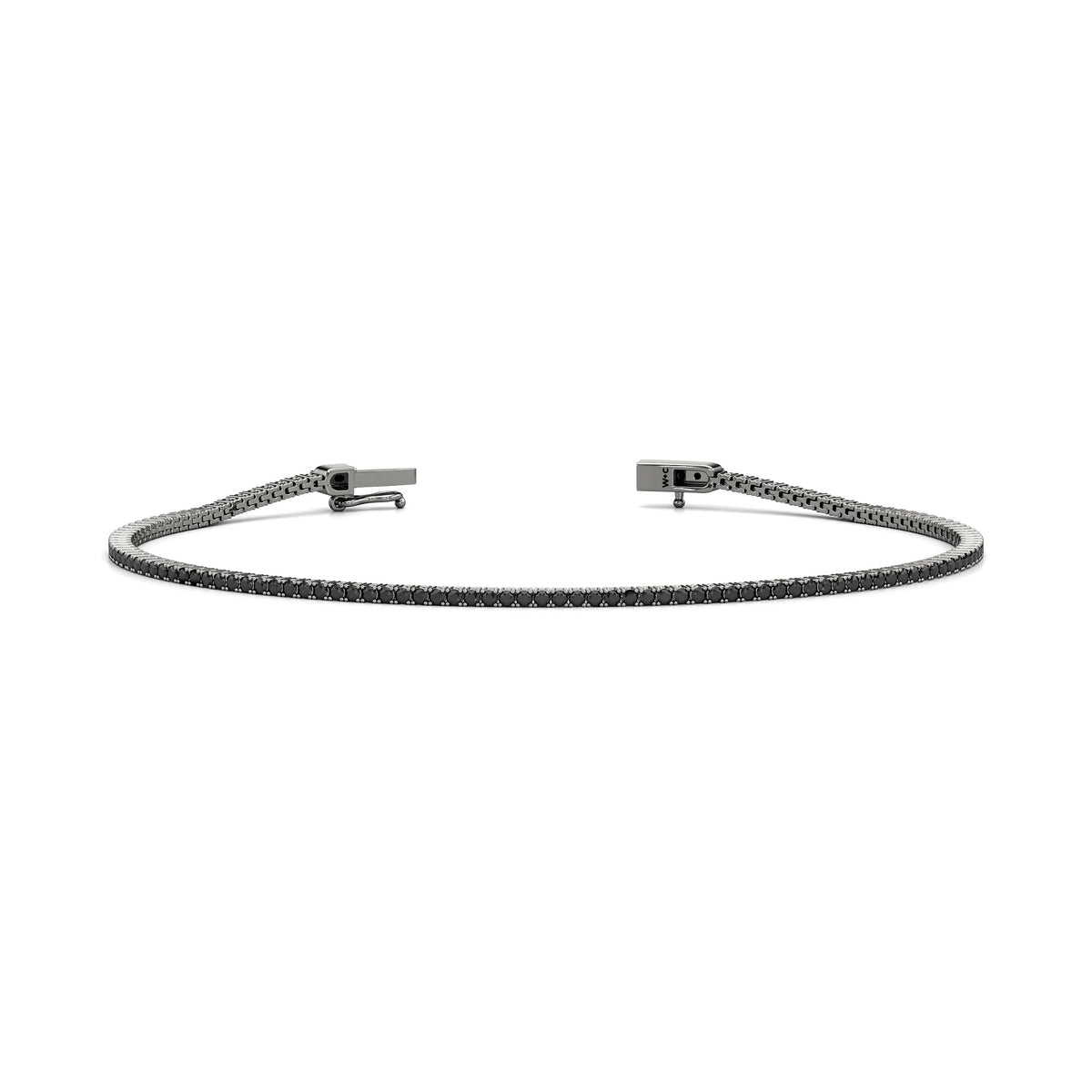 Round Black Diamond Tennis Bracelet - 14K White Gold image
