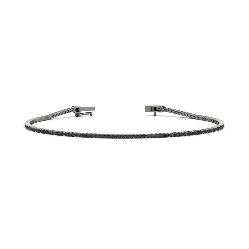Round Black Diamond Tennis Bracelet - 14K White Gold image