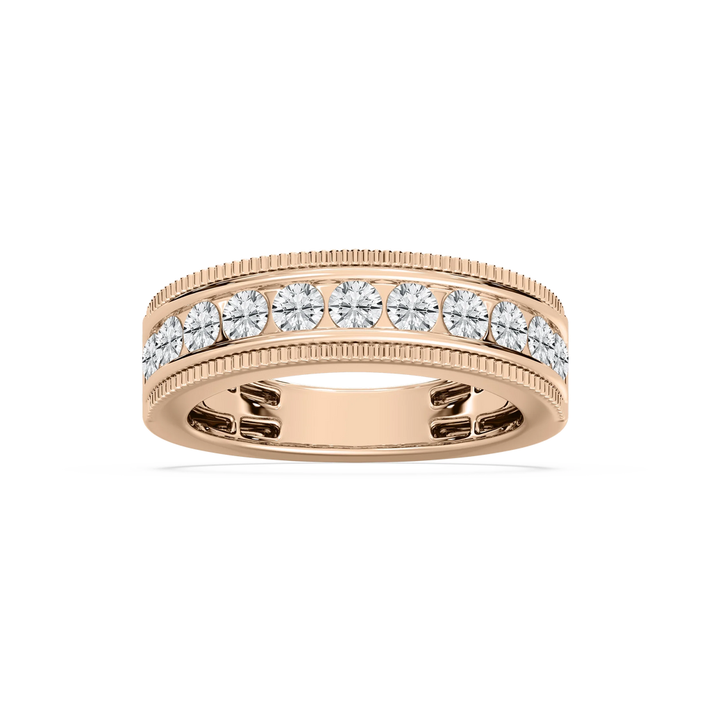 Dahlia 1 ctw Round LGD Fluted Channel Anniversary Band - 14K Yellow Gold / F-VS2