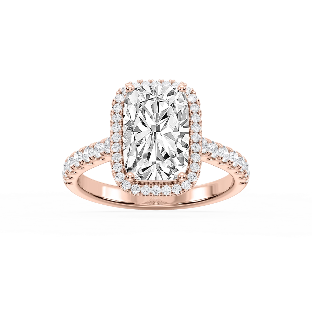 Daniela Antique Elongated Cushion LGD Halo Engagement Ring - 18K Rose Gold / 3 ½ ctw / F-VS2