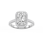 Daniela Antique Elongated Cushion LGD Halo Engagement Ring - Platinum / 3 ½ ctw / F-VS2