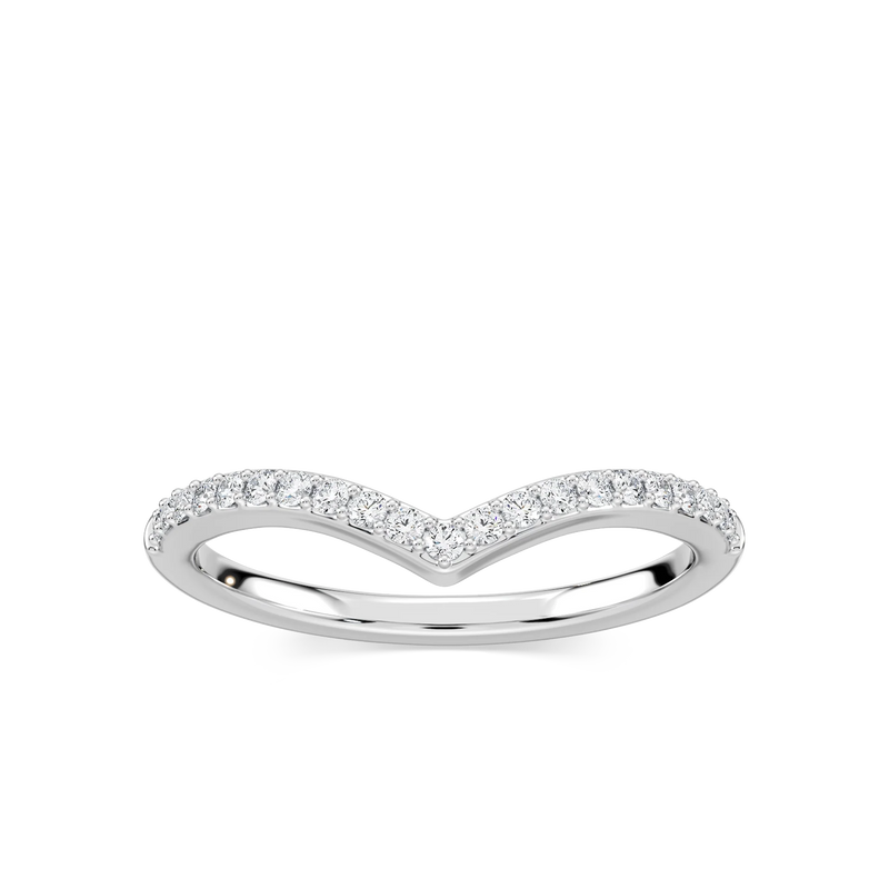 Lyla 1/6 ctw Round LGD Chevron Curved Band - 14K White Gold