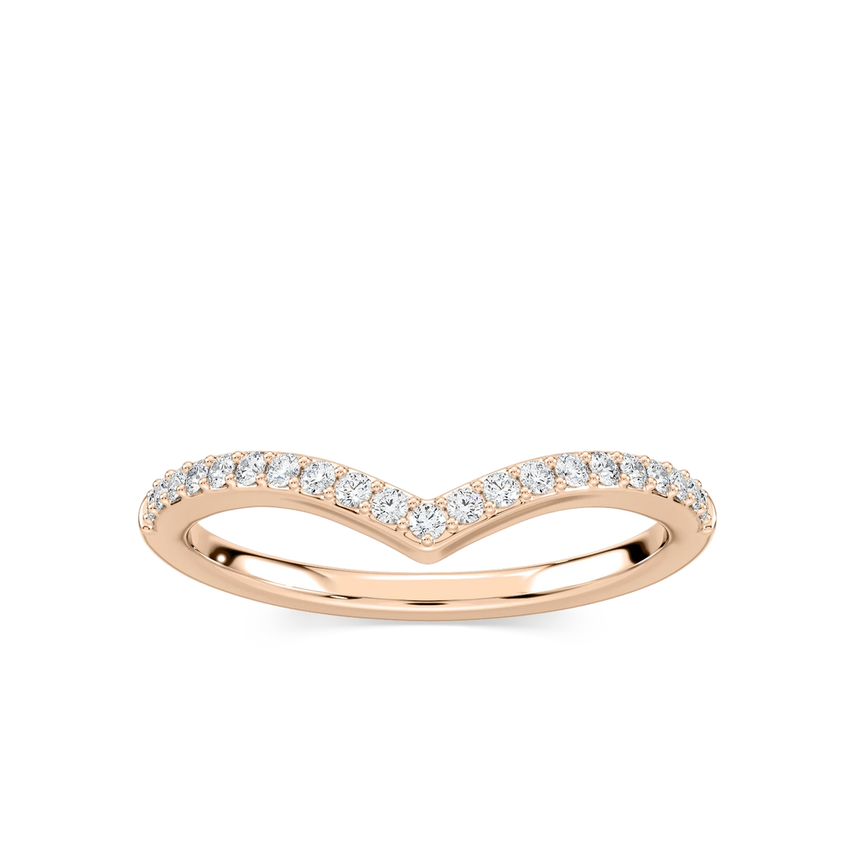 Lyla 1/6 ctw Round LGD Chevron Curved Band - 14K Rose Gold