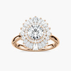 Delphine Round LGD Ornate Vintage Double Halo Engagement Ring - 14K Rose Gold