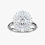 Delphine Round LGD Ornate Vintage Double Halo Engagement Ring - 18K White Gold