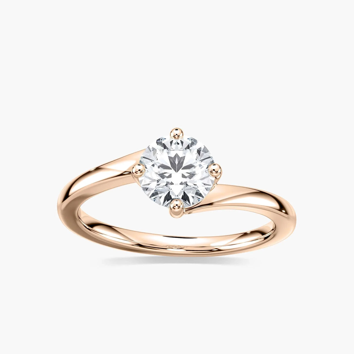 Kayla Round LGD Four Prong Bypass Solitaire Engagement Ring - 18K Rose Gold