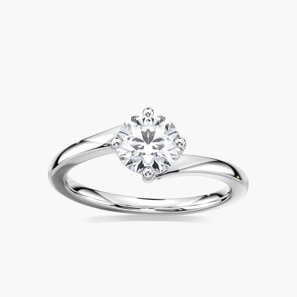 Kayla Round LGD Four Prong Bypass Solitaire Engagement Ring - Platinum