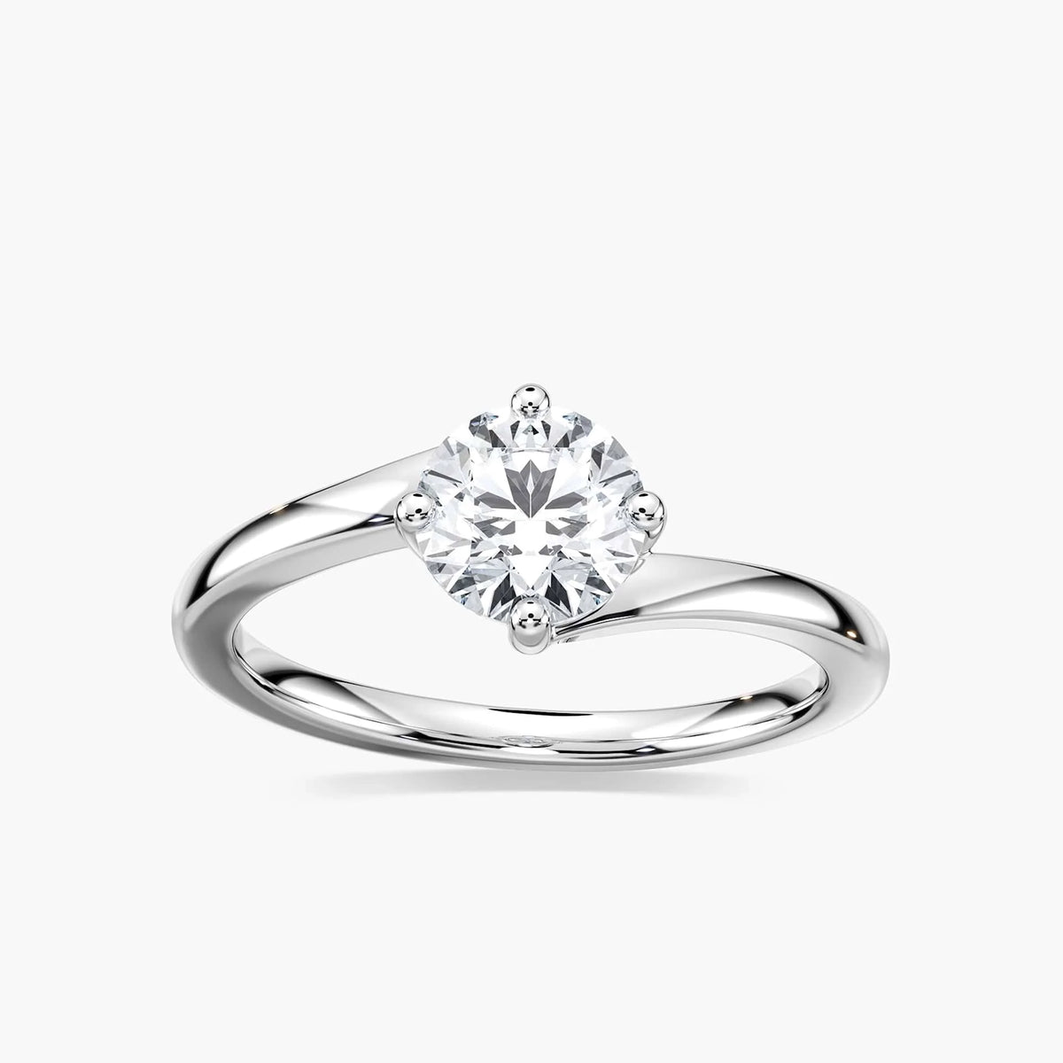 Kayla Round LGD Four Prong Bypass Solitaire Engagement Ring - Platinum