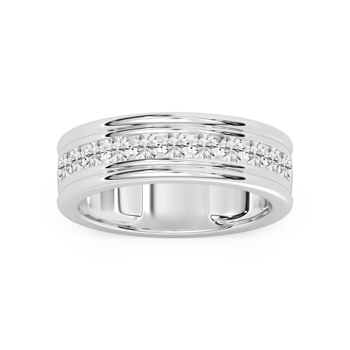 Alexander 1 ctw Round LGD 7.25mm Channel Mens Wedding Band