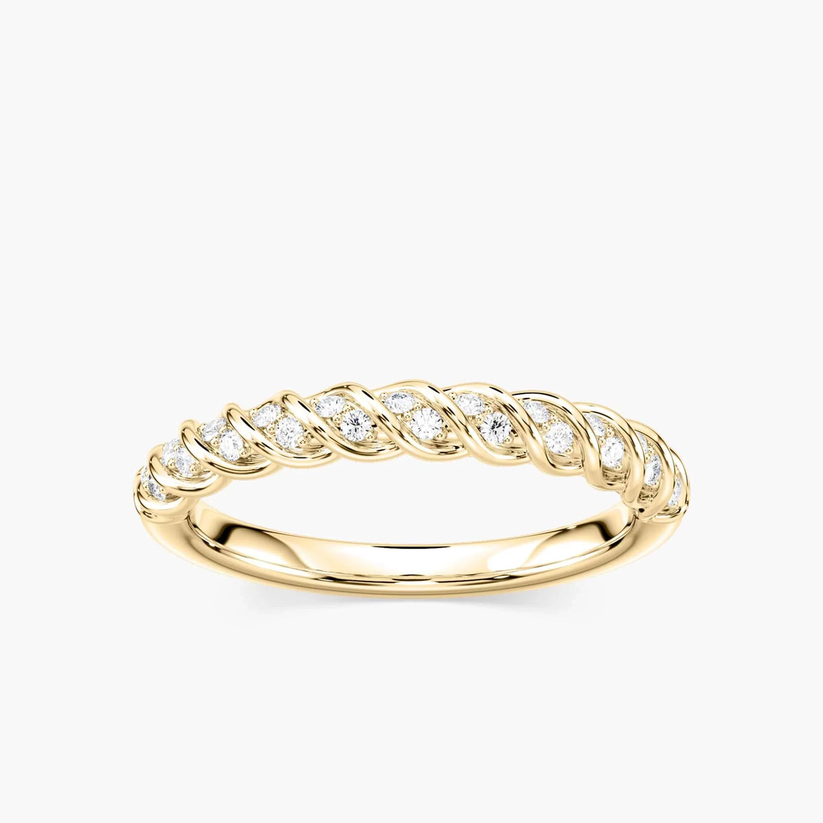 Stormi 1/6 ctw Round LGD Twist Wedding Band - 14K Yellow Gold