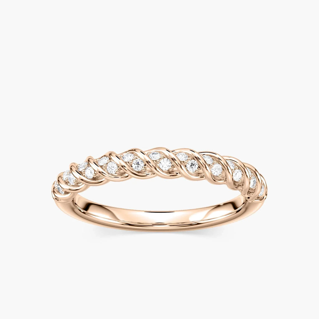 Stormi 1/6 ctw Round LGD Twist Wedding Band - 18K Rose Gold