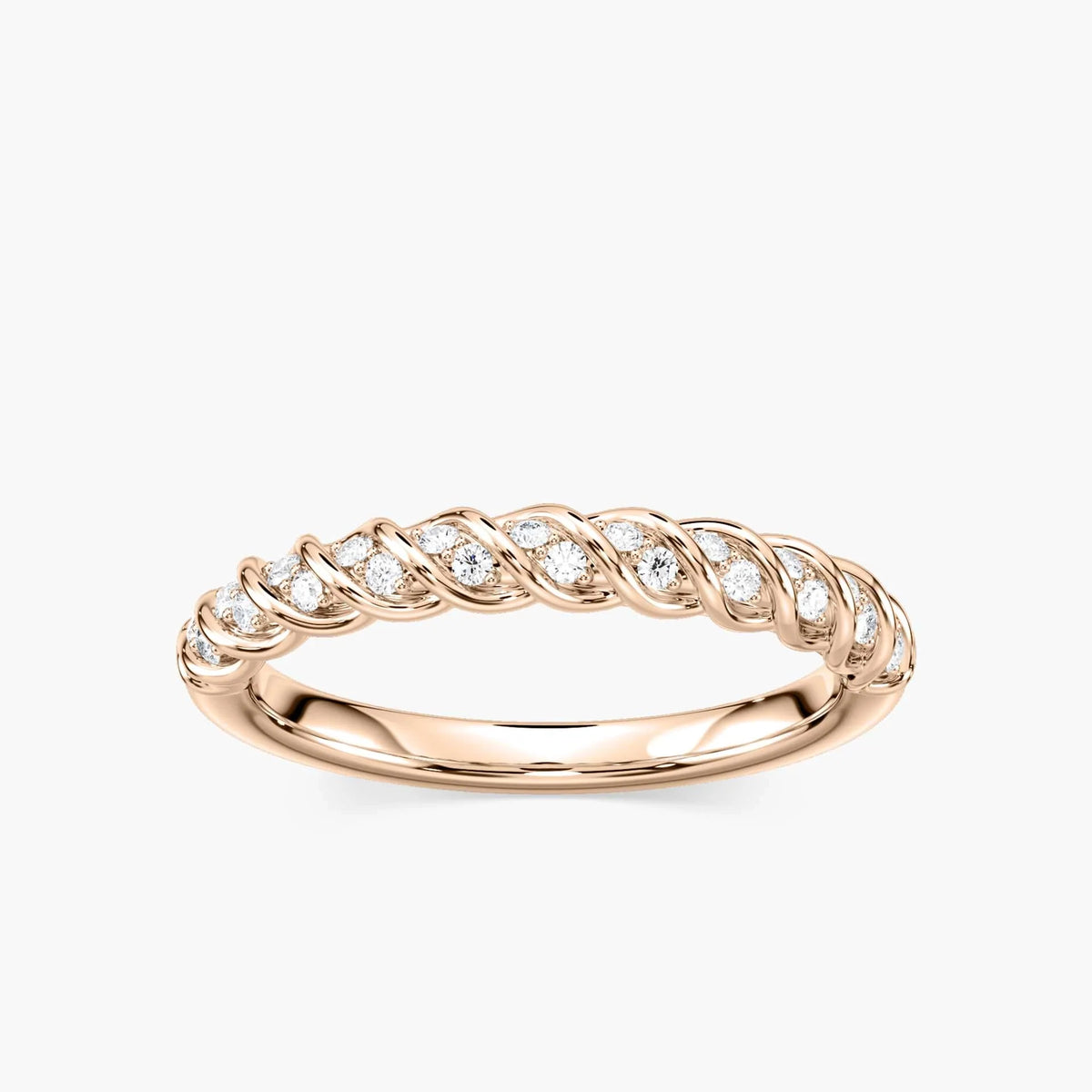 Stormi 1/6 ctw Round LGD Twist Wedding Band - 18K Rose Gold