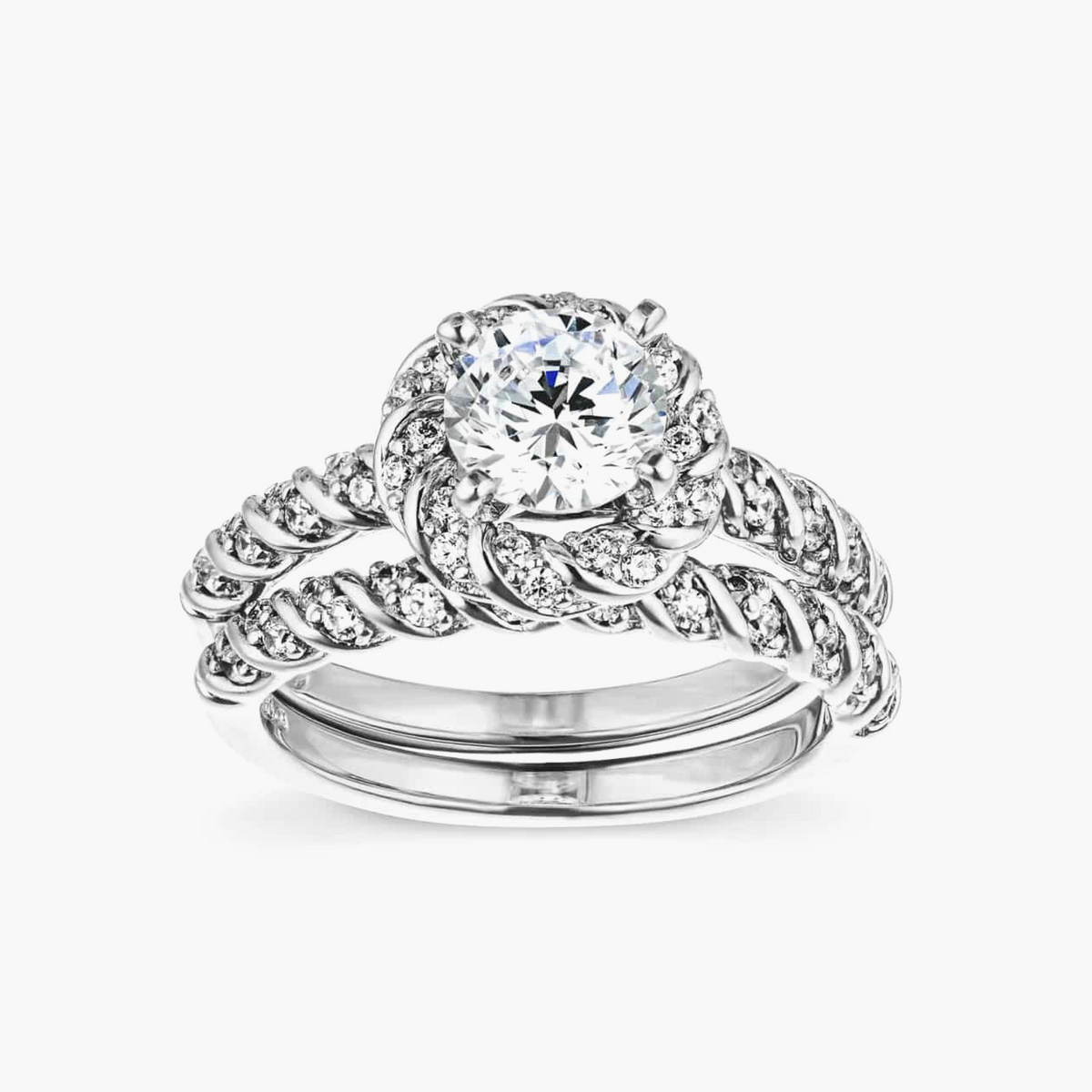 Jianna LGD Twisted Halo and Band Wedding Set