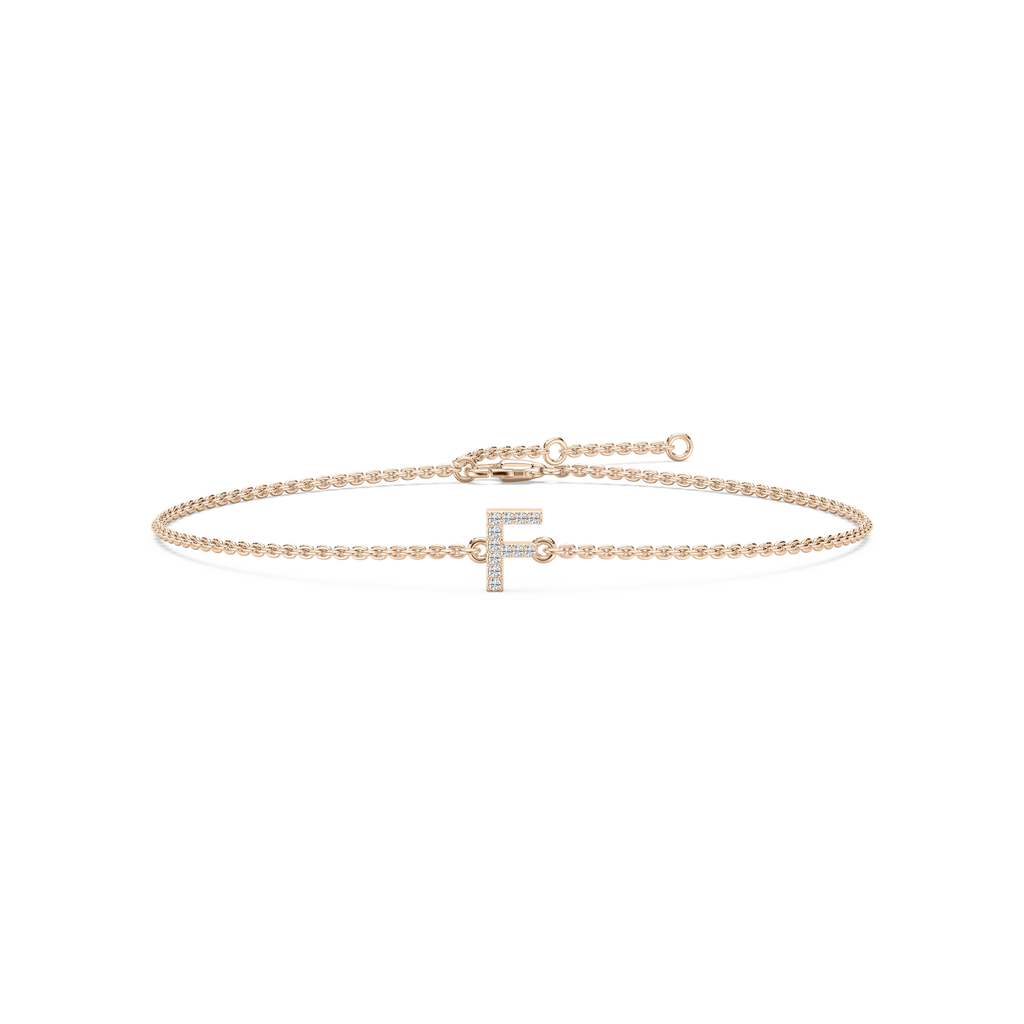 1/8 ctw Round LGD Initial Bracelet – 7 Inches - 14K Rose Gold / F