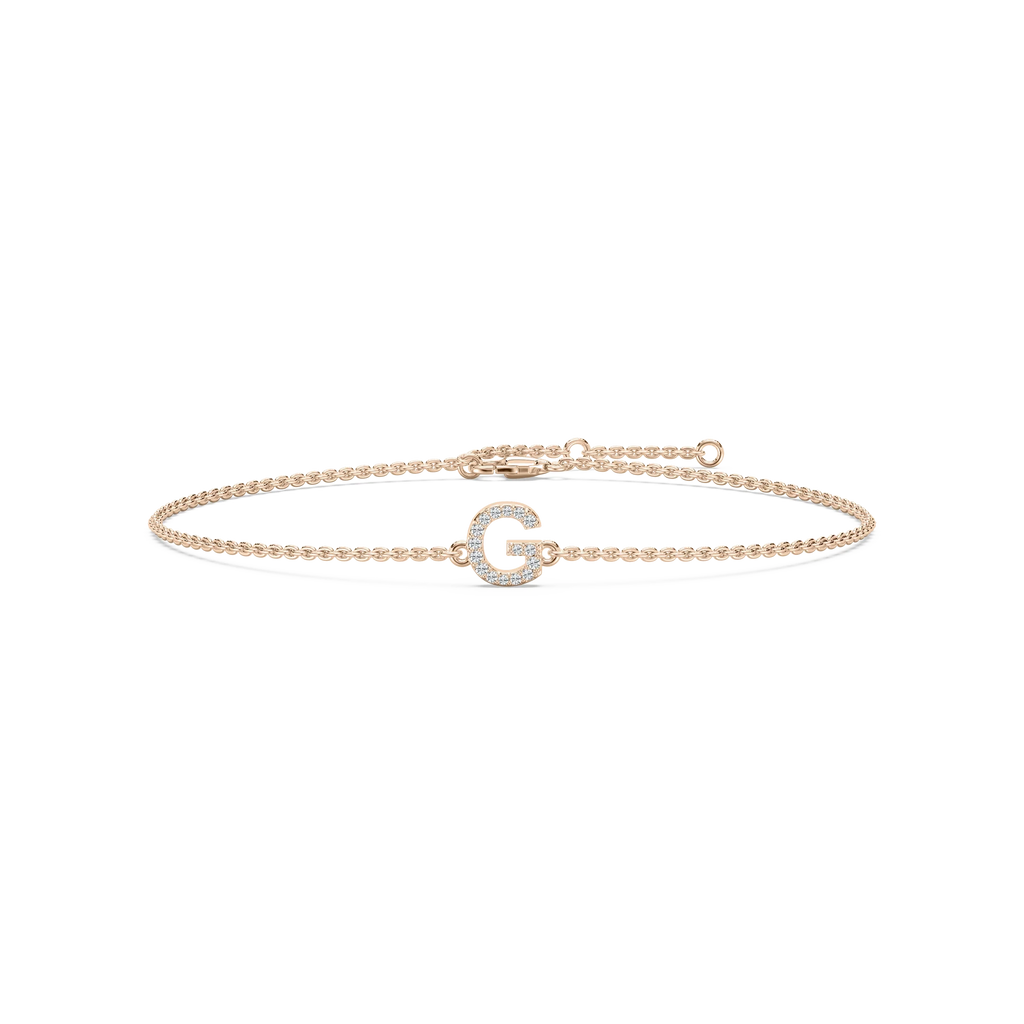 1/8 ctw Round LGD Initial Bracelet – 7 Inches - 14K Rose Gold / G