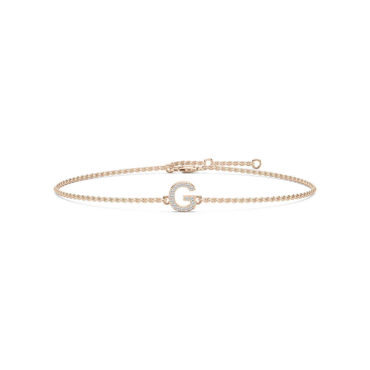 1/8 ctw Round LGD Initial Bracelet – 7 Inches - 14K Rose Gold / G