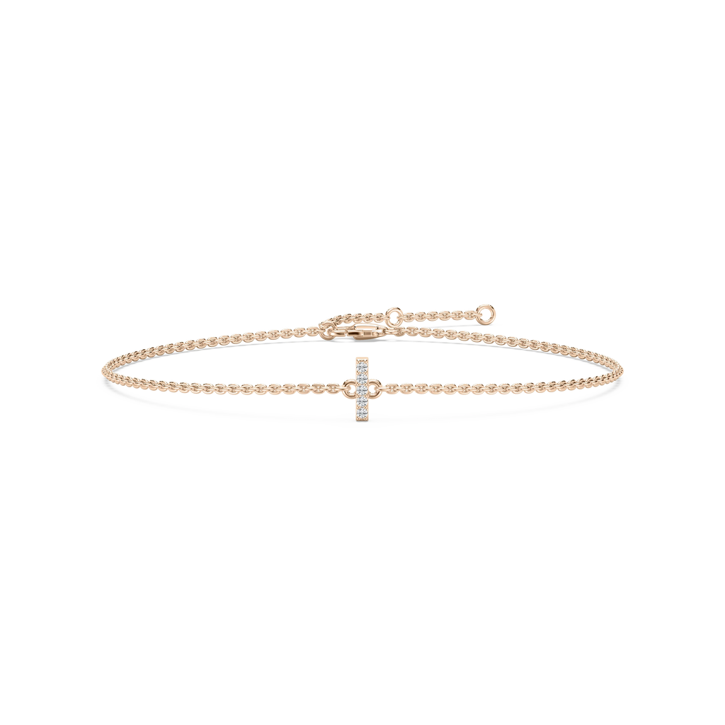 1/8 ctw Round LGD Initial Bracelet – 7 Inches - 14K Rose Gold / I