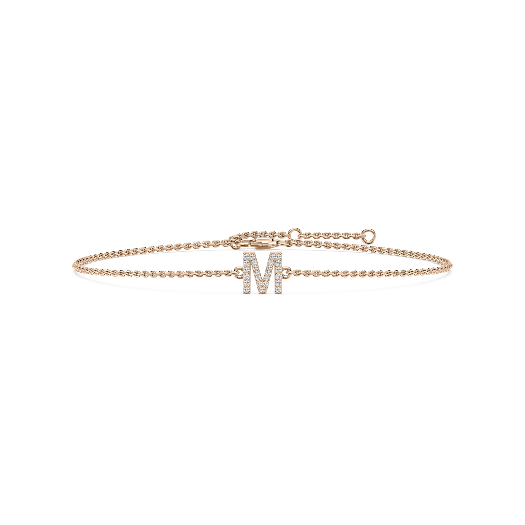 1/8 ctw Round LGD Initial Bracelet – 7 Inches - 14K Rose Gold / M