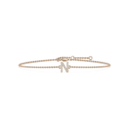 1/8 ctw Round LGD Initial Bracelet – 7 Inches - 14K Rose Gold / N